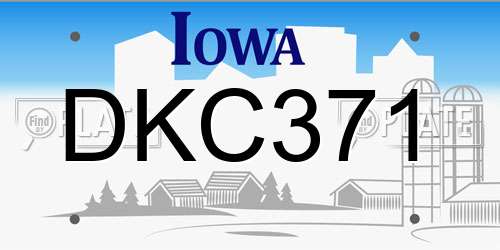 DKC371 Iowa License Plate