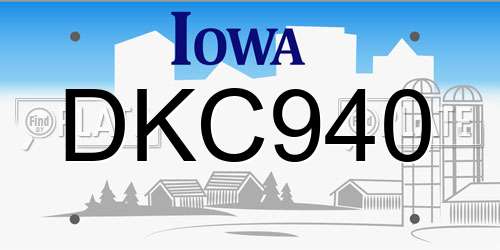 DKC940 Iowa License Plate