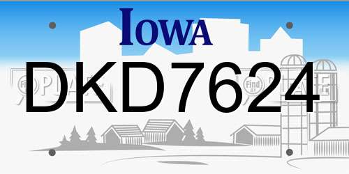 DKD7624 Iowa License Plate
