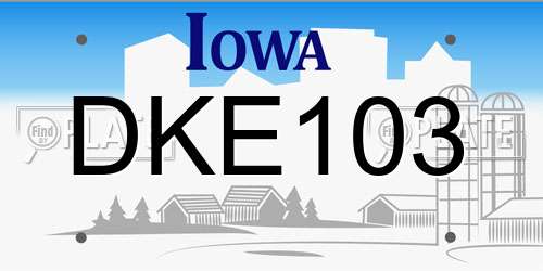 DKE103 Iowa License Plate