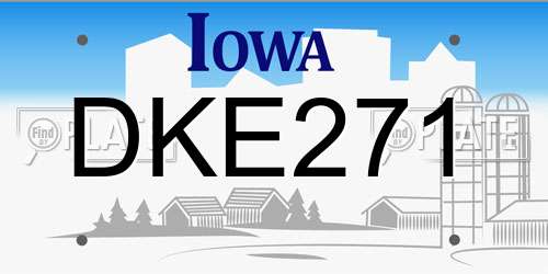 DKE271 Iowa License Plate