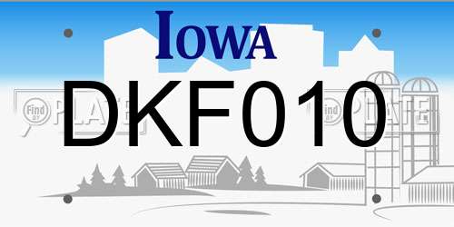 DKF010 Iowa License Plate