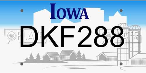 DKF288 Iowa License Plate