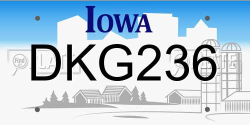 DKG236 Iowa License Plate