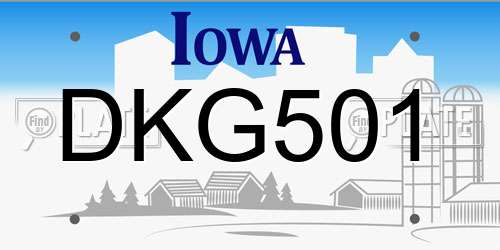 DKG501 Iowa License Plate