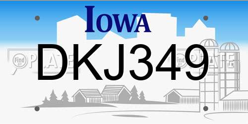 DKJ349 Iowa License Plate