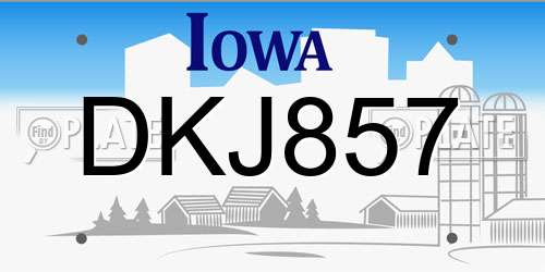 DKJ857 Iowa License Plate