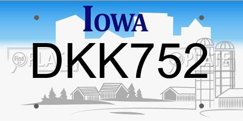 DKK752 Iowa License Plate