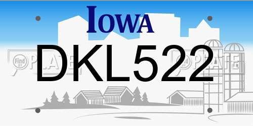 DKL522 Iowa License Plate