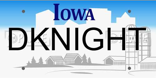 DKNIGHT Iowa License Plate