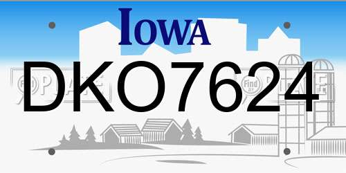 DKO7624 Iowa License Plate