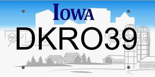 DKRO39 Iowa License Plate