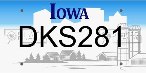 DKS281 Iowa License Plate
