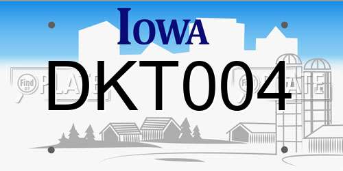 DKT004 Iowa License Plate