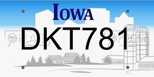 DKT781 Iowa License Plate