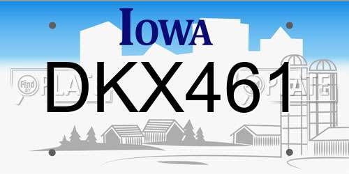 DKX461 Iowa License Plate