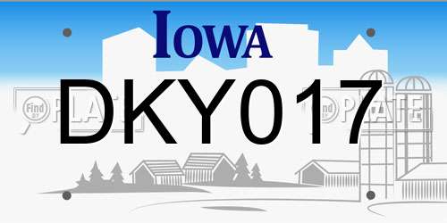 DKY017 Iowa License Plate