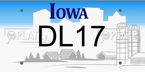 DL17 Iowa License Plate