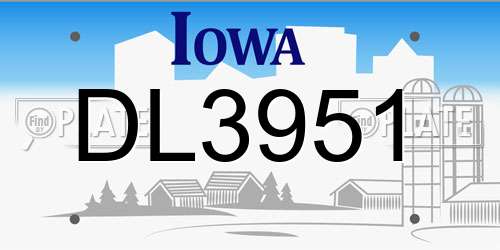 DL3951 Iowa License Plate