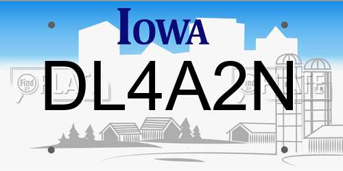DL4A2N Iowa License Plate
