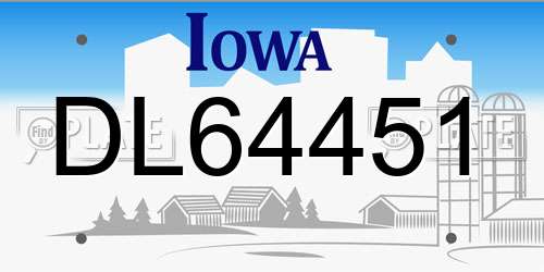 DL64451 Iowa License Plate