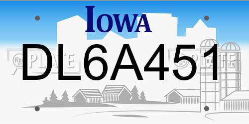 DL6A451 Iowa License Plate