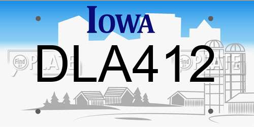 DLA412 Iowa License Plate