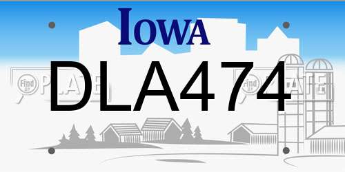 DLA474 Iowa License Plate