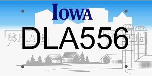 DLA556 Iowa License Plate