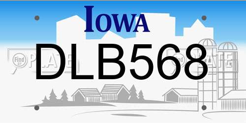 DLB568 Iowa License Plate