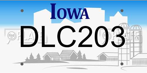 DLC203 Iowa License Plate