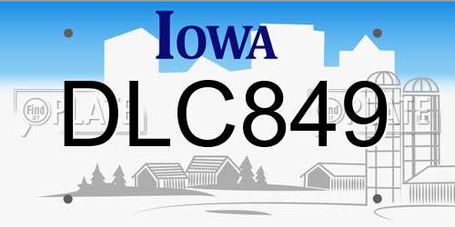 DLC849 Iowa License Plate