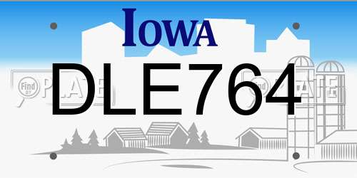 DLE764 Iowa License Plate