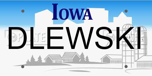 DLEWSKI Iowa License Plate