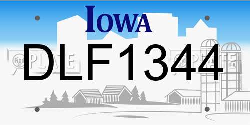 DLF1344 Iowa License Plate