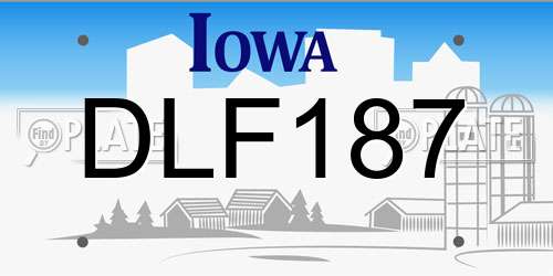 DLF187 Iowa License Plate