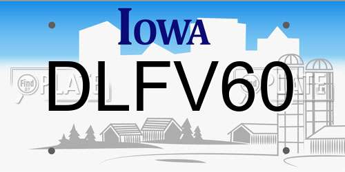 DLFV60 Iowa License Plate