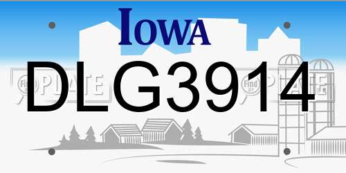 DLG3914 Iowa License Plate