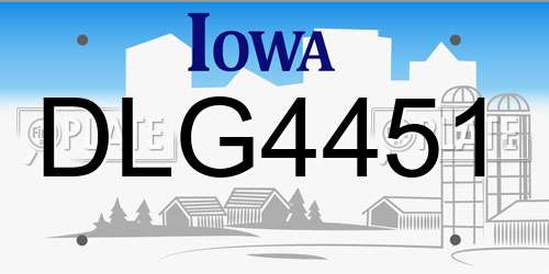 DLG4451 Iowa License Plate