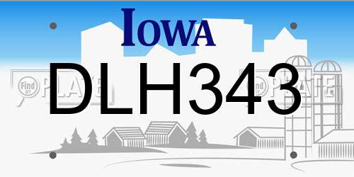 DLH343 Iowa License Plate