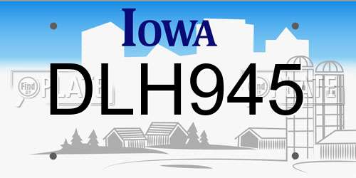 DLH945 Iowa License Plate