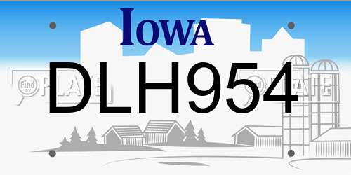 DLH954 Iowa License Plate
