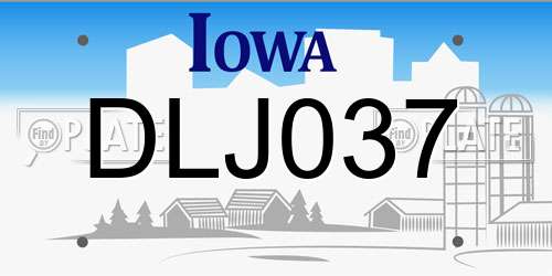 DLJ037 Iowa License Plate