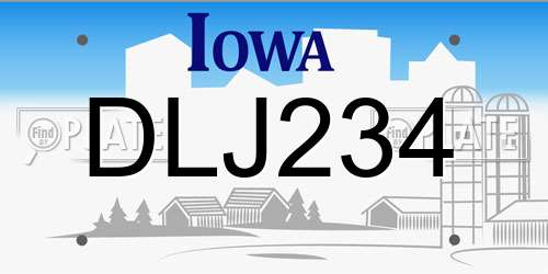 DLJ234 Iowa License Plate