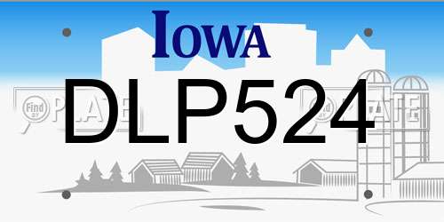 DLP524 Iowa License Plate