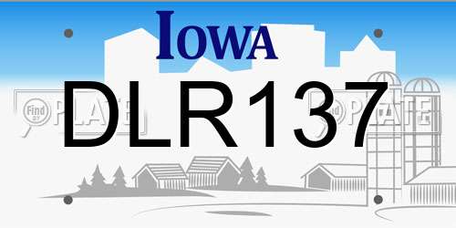 DLR137 Iowa License Plate