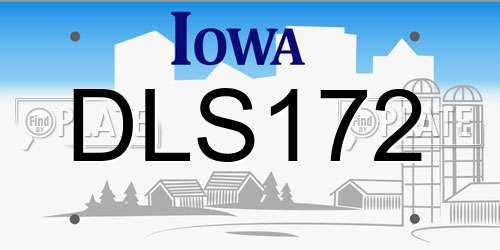 DLS172 Iowa License Plate