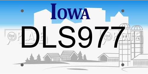 DLS977 Iowa License Plate