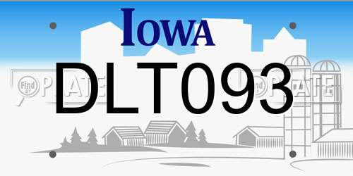 DLT093 Iowa License Plate