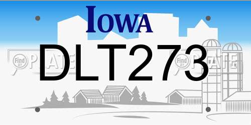 DLT273 Iowa License Plate